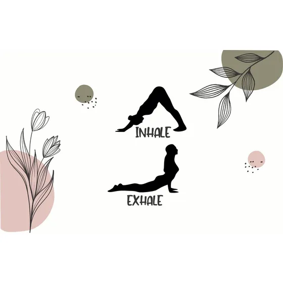 Adesivo Parede Boho Floral Yoga Inhale Exhale Meditação By3