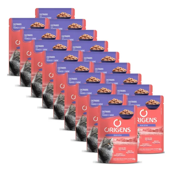 Sachê Origens Gato Castrado Bolas De Pelo 18uni 85g Frango 