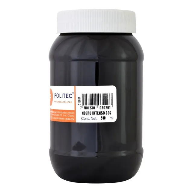 Pintura Acrilica Politec 500 Ml Acrilico Colores A Escoger Color Negro Intenso #302