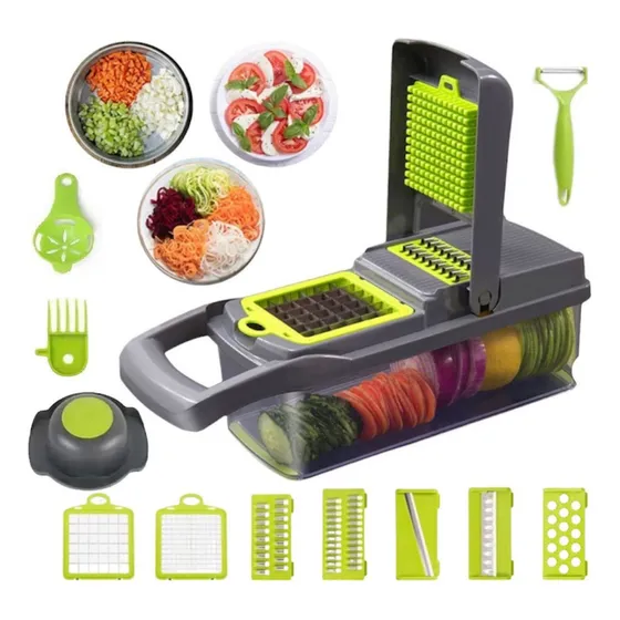 Veggie Slicer Cortador Legumes Frutas Verduras Multifuncional Fatiador Gris