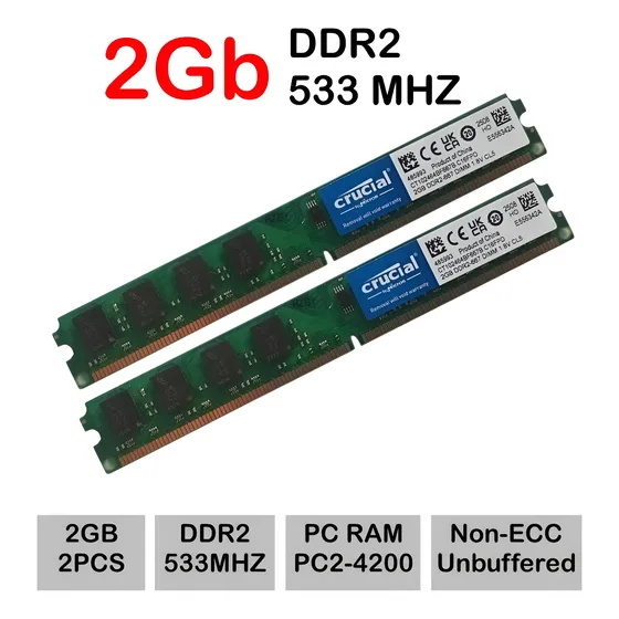 Memoria Ram Pc Desktop 4 Gb (2x2 Gb) Ddr2 Pc2-4200 533mhz