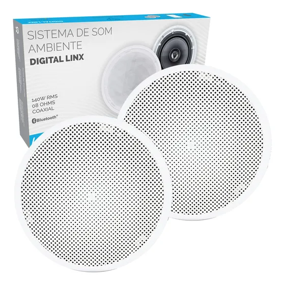 Kit Caixas De Embutir Sistema Som Ambiente Bluetooth Arandela Redonda Branca Ativa + Passiva Le Son