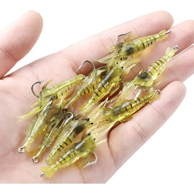 10 Iscas Camarão Silicone Bx Para Pesca De Peixes Predadores Corvina Conforme As Fotos - Sku 030