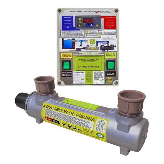 Aquecedor De Piscina 20.000l Automatico 100% Aço Inox 220v 220v