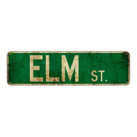 Houvssen Letrero Metal Diseño Olmo Calle Para Exterior Pared