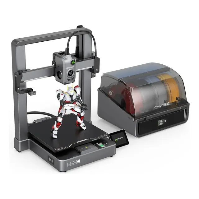 Creality Impresora 3D Hi Combo, Sistema CFS de 4 Colores, detección automática de filamento RFID, Velocidad de 500 mm/s, Estructura Totalmente metálica, Volumen de construcción de 260 x 260 x 300 mm