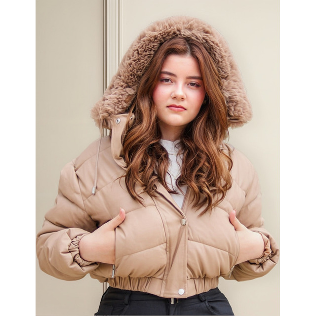 Blusa De Frio Feminina Jaqueta Couro Casaco Cropped Puffer Blusa De Frio Feminina Jaqueta Couro Casaco Cropped Puffer