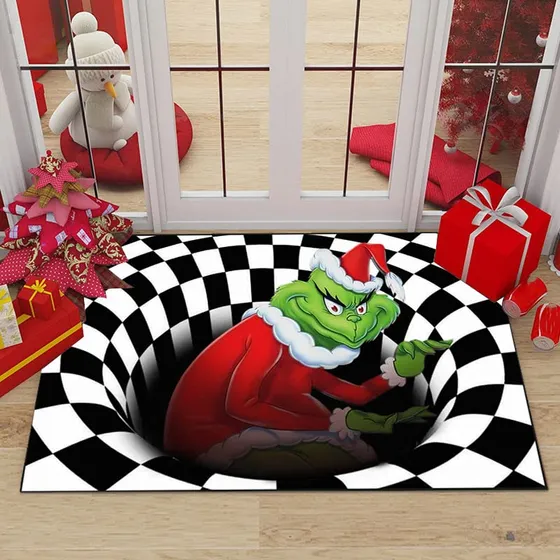 Felpudo Antideslizante Navidad Ilusion Monstruo Verde 3d X