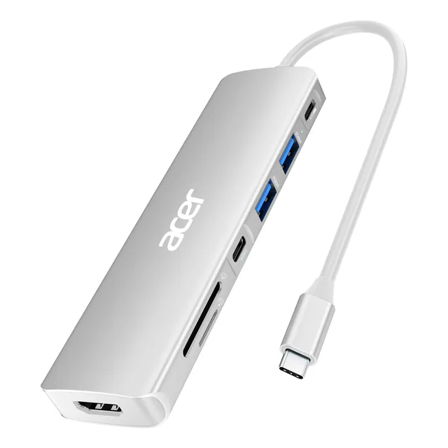 Base Usb C Acer 7 En 1 Con Hdmi 4k, 2 Usb 3.1, Pd De 100 W, 