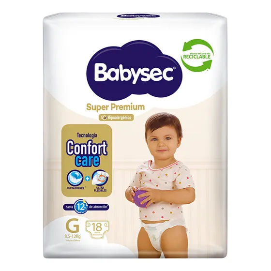Babysec Pañales Bebé Super Premium G 18 Unid Tamaño Grande (G)