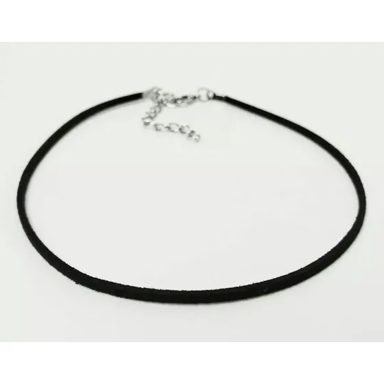 Gargantilha Colar Bibi Vanessa Choker Courinho Camurça Preto