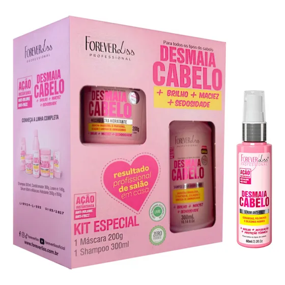 Kit Especial Desmaia Cabelo Sha + Más + Sérum | Forever Liss