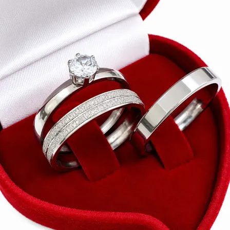 Par Aliança Anatômica Prata 4mm Diamantada De Namoro + Anel
