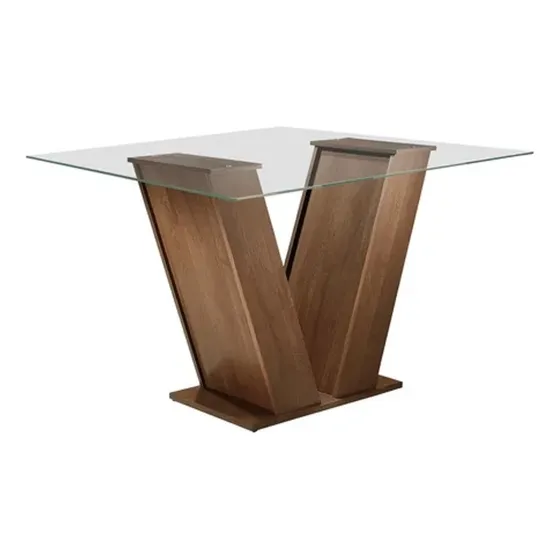 Base Para Mesa De Jantar Tampo De Vidro 8mm De Até 1,60x0,80 Cor Chocolate