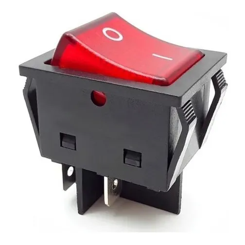 Llave Tecla 4 Contactos On / Off 15 A 250v Color Rojo