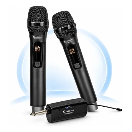 Kit 2 Microfones Sem Fio Dinâmico Recarregável Tela Digital
