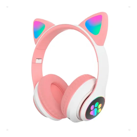 Fone De Ouvido Gatinho Bluetooth 5.0 Led Orelha Headset Nf