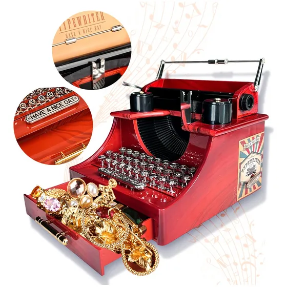 Caja Musical Maquina De Escribir Alhajero Vintage Regalo