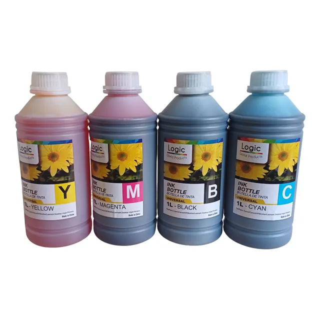 Pack 4 Litros Tinta Alternativa Compatible Multimarca Logic Negro Y Colores
