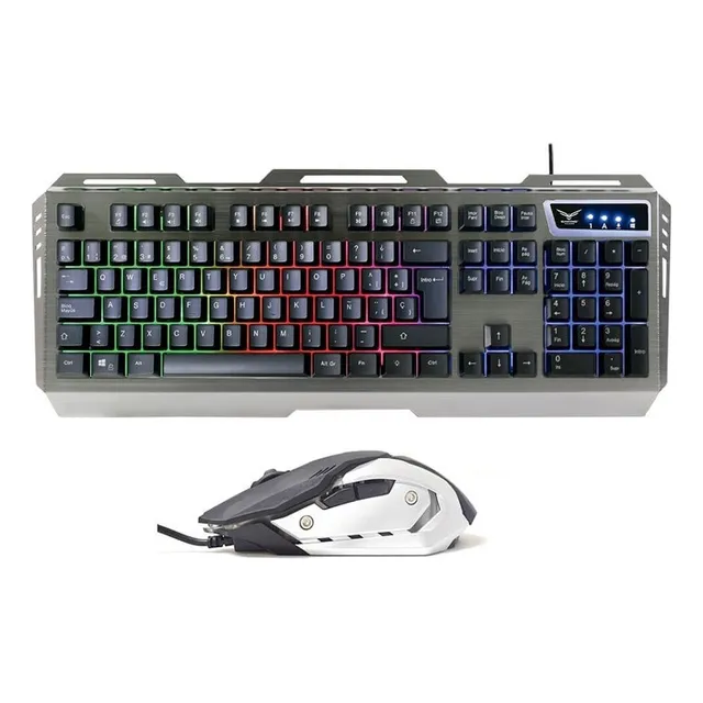 Gaming Naceb Kit Gamer Teclado y Mouse NA-0911 USB LED RGB CYBORG Color del mouse Blanco Color del teclado Negro