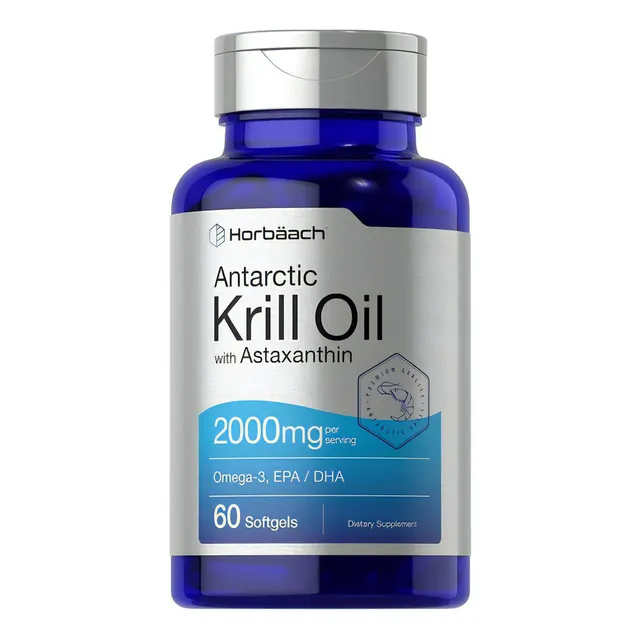 Antartic Krill Oil Astanxanthin 60 softgels 2000mg en 3 caps Horbaach Omega-3 EPA DHA