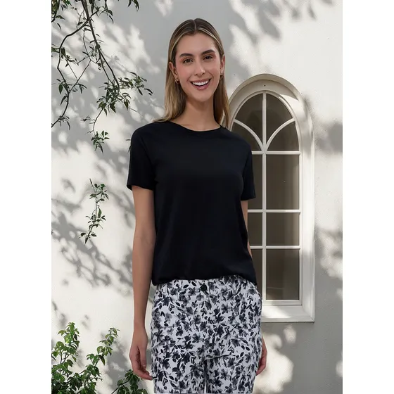 Camiseta Para Mujer M/c Marca Ostu En Color Negro #40092193