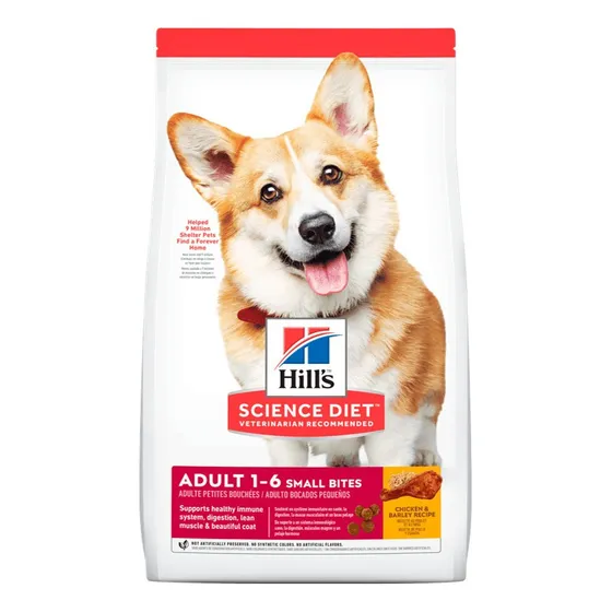 Alimento Hill's Science Diet Small Bites para perro adulto de raza pequeÃ±a sabor pollo y cebada en bolsa de 6.8 Kg