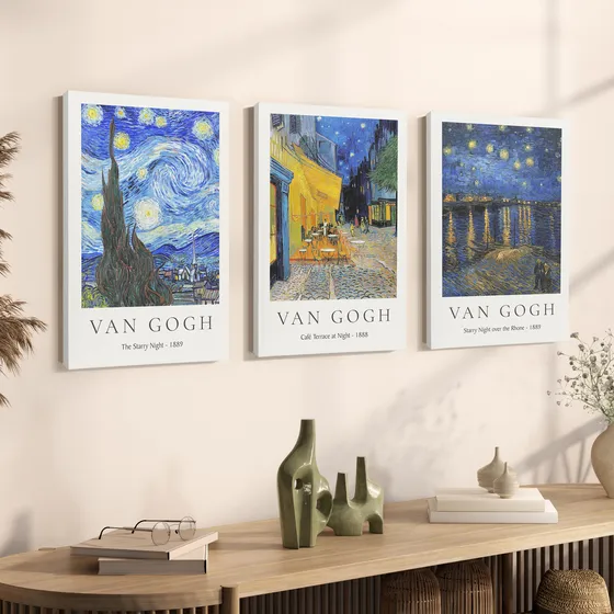 Set X3 Cuadros Art Van Gogh Monet Klimt - 40x60 - Canvas A