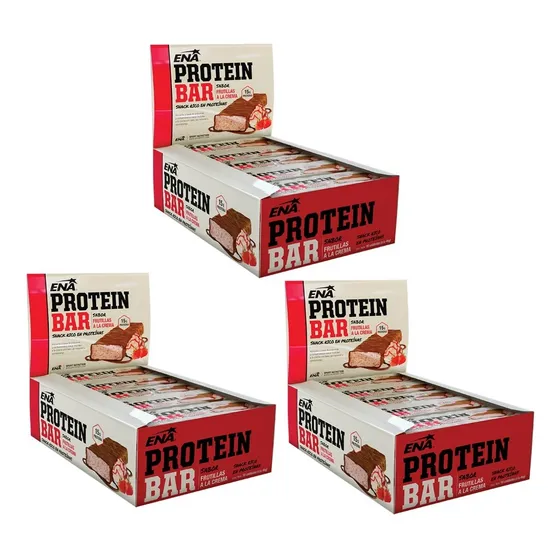 3 Cajas Ena Protein Bar X16u  Proteina. Barritas