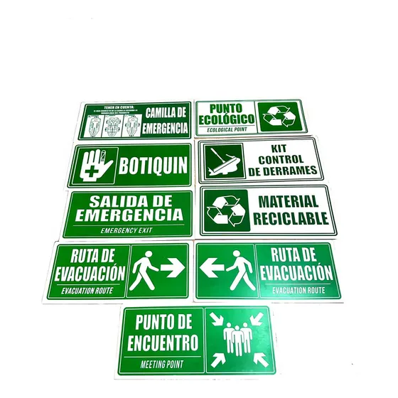 Señalizacion Salida, Ruta De Evacuación, Etc, 5 Unidades 