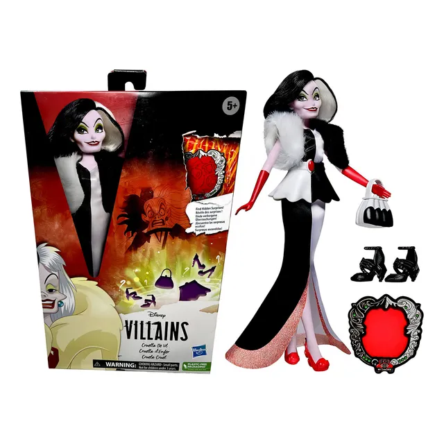 Muñeca coleccionable Cruella De Vil Villain con accesorios, personaje de la película de dibujos animados para niños, 101 dálmatas de Disney, Hasbro Toys