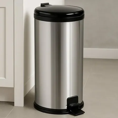 Lixeira Inox 15l Pedal Tampa Antiodor Cozinha Banheiro Preta Tattoo Style