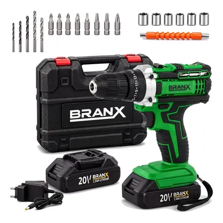 Taladro atornillador inalámbrico Branx 20 V con maletín