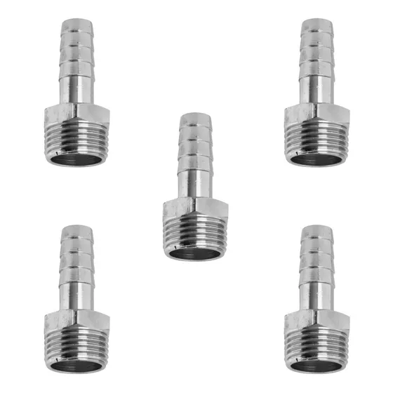 5 Peças Espigão Latão Rosca Macho 1/2 Bsp X Mangueira 1/2