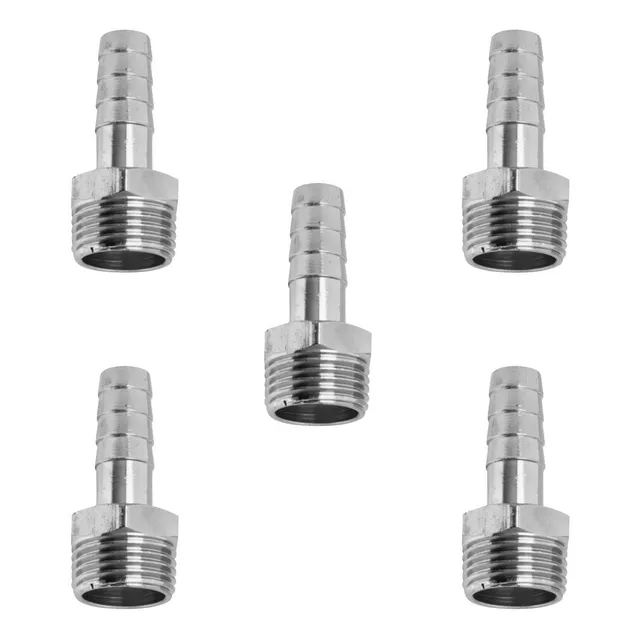 5 Peças Espigão Latão Rosca Macho 1/2 Bsp X Mangueira 1/2