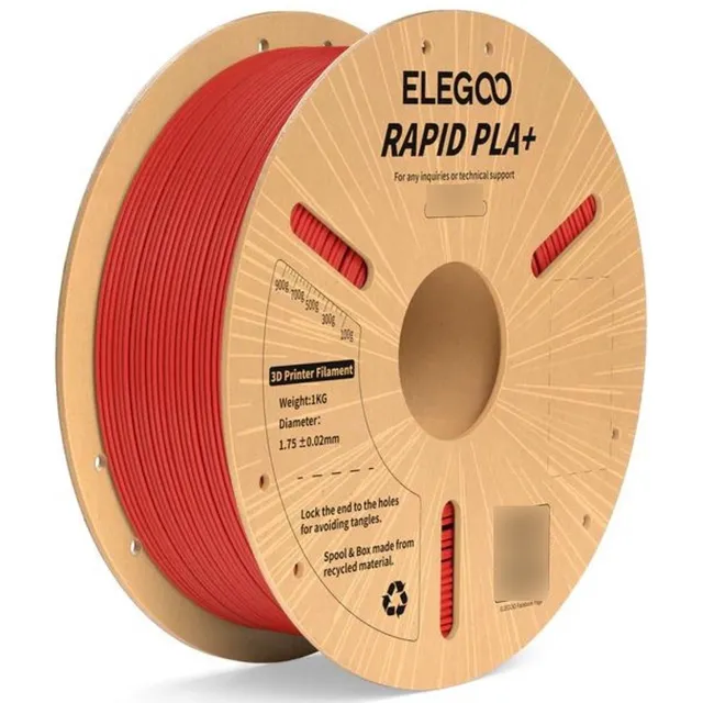 Filamento Pla+ Rapid Alta Velocidad Elegoo 1kg 1.75mm Rojo