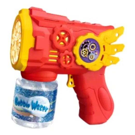 Brinquedo Lança Bolhas Sabão Automática Arminha Luz Pistola Cor Vermelho