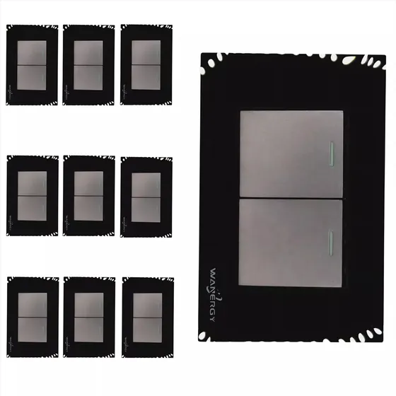 Pack 10 Pz Placa Doble Apagador Acrílico Cristal Negro
