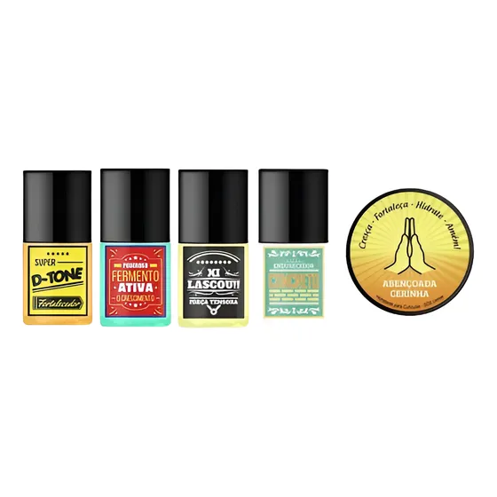 Kit Sos Unhas Top Beauty Com 4 Bases E 1 Cerinha