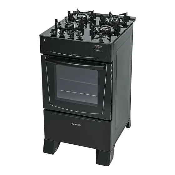 Cocina Gas Mesa Vidrio Templado James C 690 V Negra Color Negro