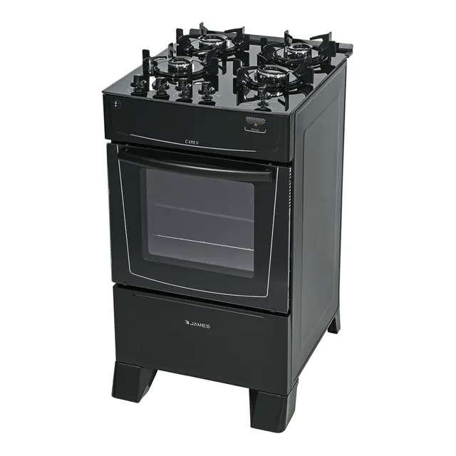 Cocina Gas Mesa Vidrio Templado James C 690 V Negra Color Negro