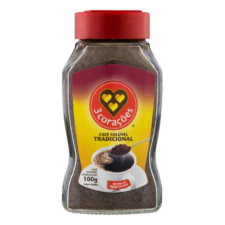 Café Solúvel Granulado Tradicional 100g 3 Corações Café Solúvel Granulado Tradicional 100g 3 Corações