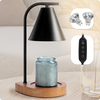 Lámpara Calentadora De Velas Con Base De Madera Retro, Cera Lámpara Calentadora De Velas Con Base De Madera Retro, Cera