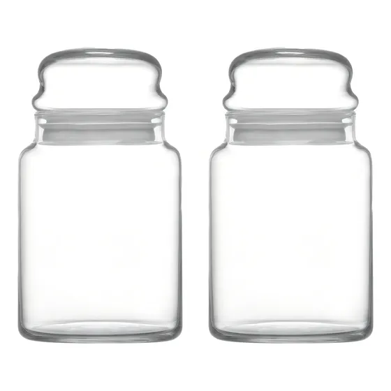 Juego De 2 Recipientes De Vidrio Almacenamiento Cocina 890ml Color Cristalino