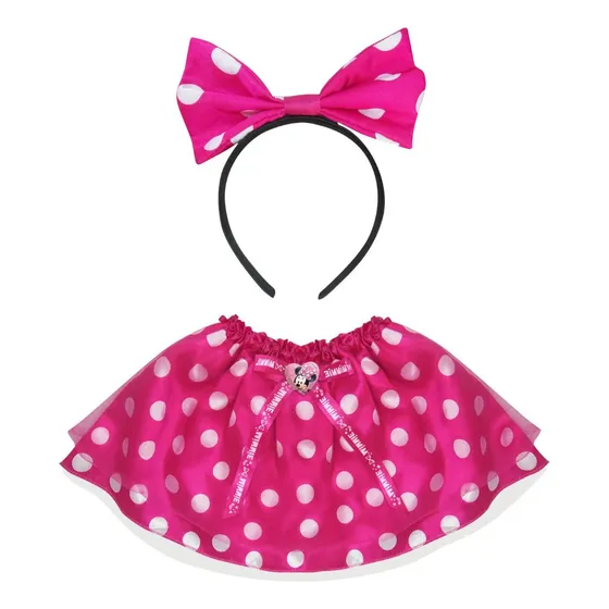 Disfraz Minnie Falda Con Cintillo Rosado Para Niñas Disney