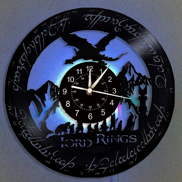 Reloj Pared Disco Vinilo Anillo Led 7 Color Lampara Noche