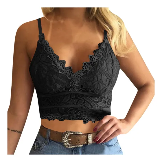 A1 Camisola De Encaje Con Cuello En V Y Cuello En V Para