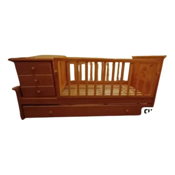 Cuna Cama Madera Baranda, Cajonera, Baul Y Carro Cama Usada