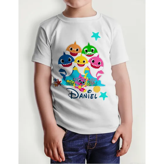 Camiseta Cumpleaños Baby Shark Niño Y Niña 