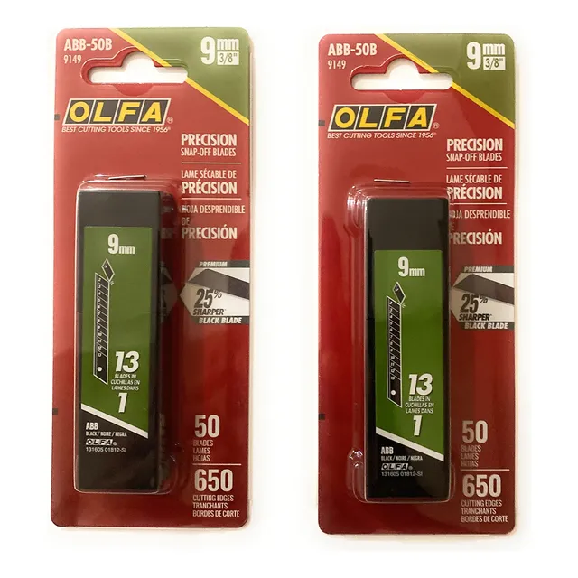Cuchillas Olfa 9149 Abb-50b, 9 Mm, Ultrafiladas, Negras, A P